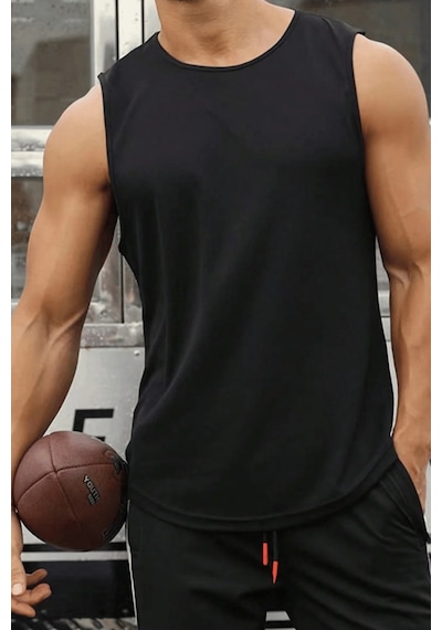 Genius Store Erkek Sporcu Atleti Sıfır Kol Tişört Fitness Gym Antrenman Tişörtü Ter Tutmayan Atlet Sıfırkol-2026 Siyah