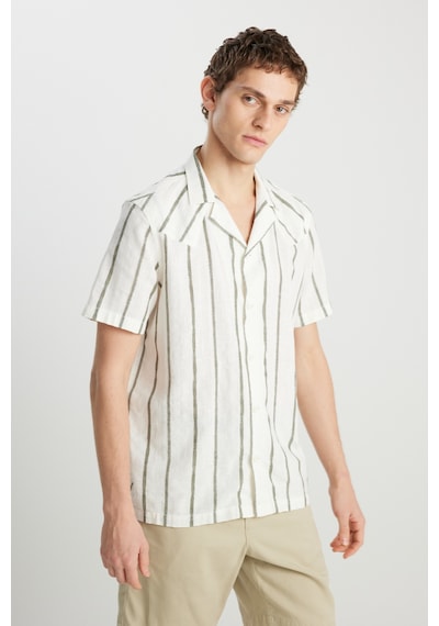 Wrangler Relaxed Fit Geniş Kesim Pamuklu Bej Gömlek Natural Stripe