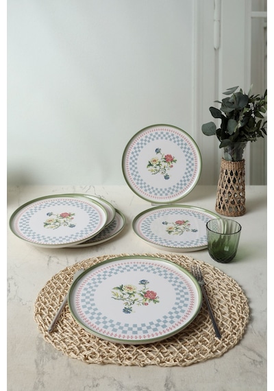 Keramika Rose Line Nordic Servis Tabağı 28 Cm 6 Adet 22911 Çok Renkli