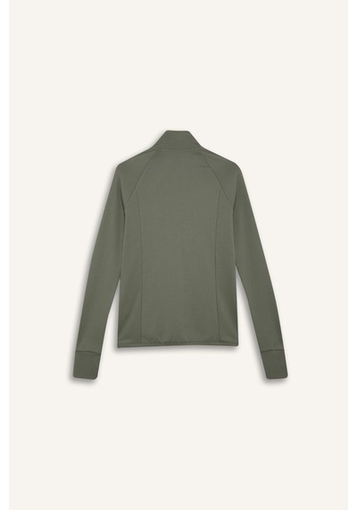 DeFactoFit Fitted Dik Yaka Çift Cepli Fermuarlı Sporcu Hırka B3985AX25SPKH458 Haki
