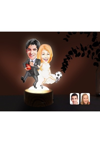 Kişiye Özel Sevgililer Karikatürlü Dekoratif 3D Biblo Led Işıklı (481495424)