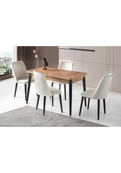 Milano Mdf Açılır Mutfak Masa 6 Lı Sandalyeli Takım 75 130cm 001