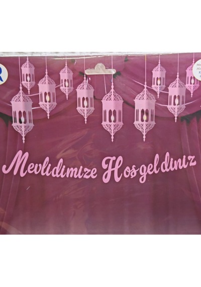 Mevlidimize Hoş Geldiniz Banner Yazı Mevlüt Süsleri Pembe