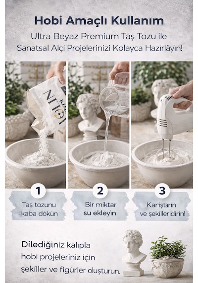 Ultra Dayanıklı Kar Beyaz Taş Tozu 5 Kg Beyaz
