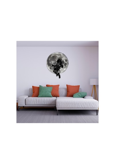 Kişiselleştirilebilir Led Işıklı Epoksi Cam Katmanlı Tablo Astronot Dolunay Gri - 738250971 Gri