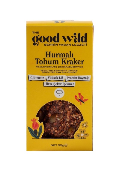 Hurmalı Tohum Kraker - Glutensiz Atıştırmalık, İlave Şekersiz, Hurma Püresi Ve Ayçekirdeği, Yüksek Lif Ve Protein Kaynağı, 55 G