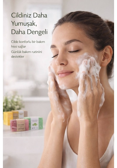 3'lü Doğal Sabun Seti Maya, Aloe Vera, Gül Özlü - Hassas & Günlük Nazik Bakım Serisi Aloe Vera - Gül