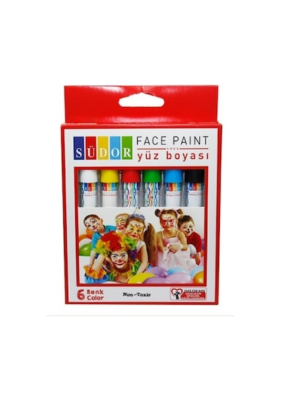 Yüz Boyası / Yüz Boyama Kalemi 6'lı - Beyaz Çok Renkli