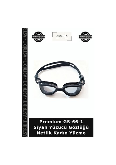 Premium Gs-66-1 Siyah Yüzücü Gözlüğü Netlik Kadın Yüzme
