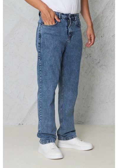 Blayn Jeans Erkek Antrasit Baggy Kot Pantolon - Geniş Kalıp Günlük Rahat Denim Jean Taş