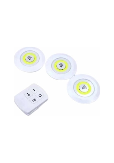 Mey İthalat Dolap Işığı Mutfak Rafı Işığı Uzaktan Kumandalı 3 Lü Spot Led Lamba Çok Renkli 96703091