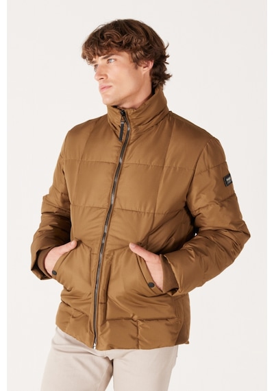 Wrangler Regular Fit Normal Kesim Dik Yaka Kapüşonlu Camel Şişme Mont W232183211 Camel