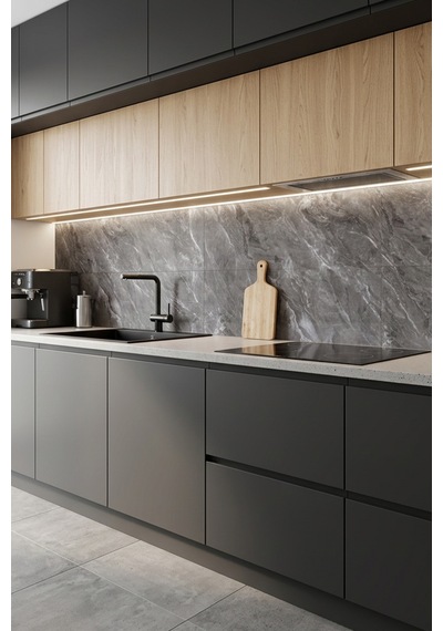 60x60 Cm Kendinden Yapışkanlı Duvar,banyo,tezgah Arası Antrasit Mermer-100 Adet 8807-60-100