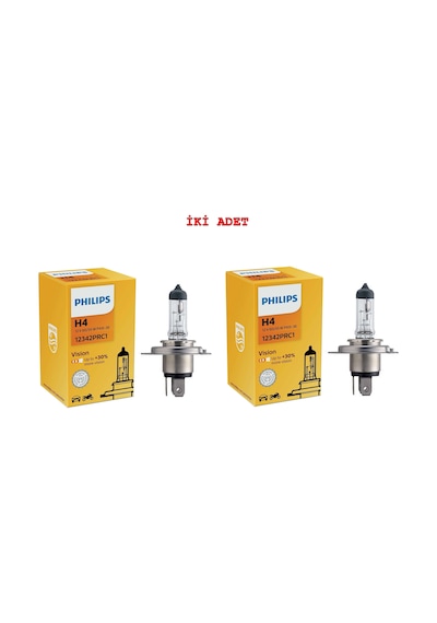 Philips Uyumlu (2 ADET) H4 +30 FAZLA IŞIK 12V STANDART AMPUL  12342 PRC1