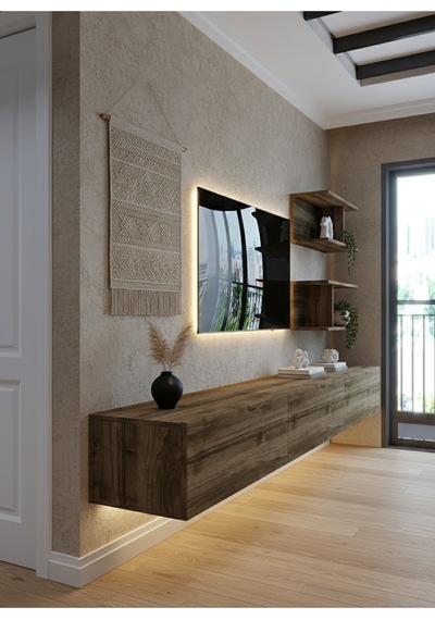 Resital Ledli Duvara Monte Tv Sehpası - Ceviz - W6012-2 Ceviz