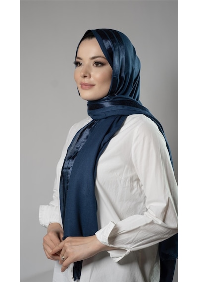 Hürrem Bone Petrol Mavisi Şerit Çizgili Şal Viskon Kumaş Bursa Dolama 202109 17 Petrol Mavisi