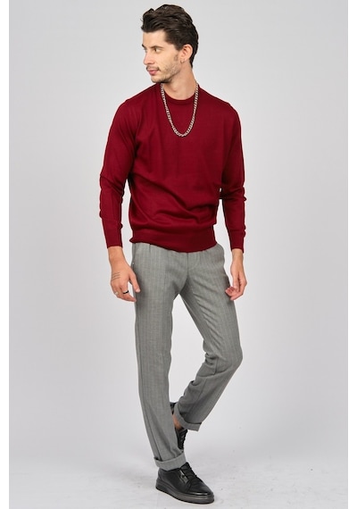 Pave Erkek Bisiklet Yaka Yün Kazak 4536063 Bordo Bordo