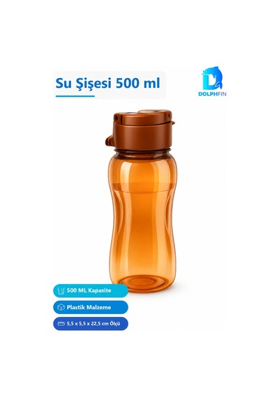 500 Ml Plastik Su Şişesi Suluk Matara Turuncu