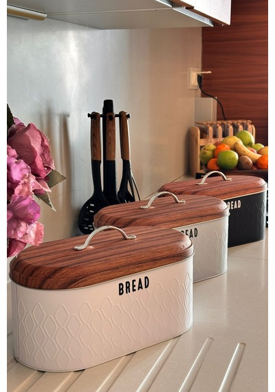 Makri Home Ekmeklik, Metal Ekmeklik, Ekmek Sepeti ,yerli Üretim 34 Cm X 19 Cm X 16 Cm Siyah