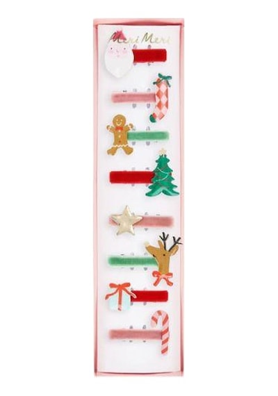 Meri Meri - Jolly Christmas Saç Tokaları - 8 Adet Çok Renkli
