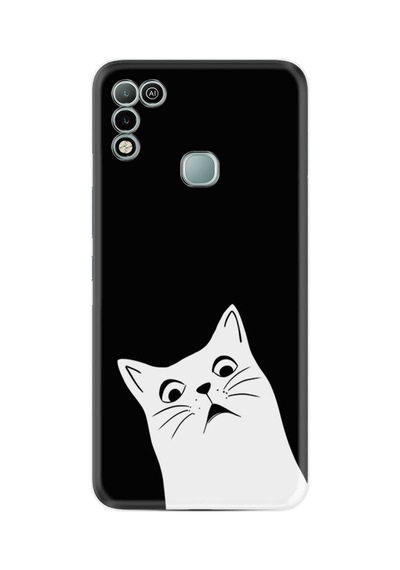 Infınıx Hot 11 Play Kılıf Resimli Desenli Silikon Platinium Series Şaşkın Kedi 1900