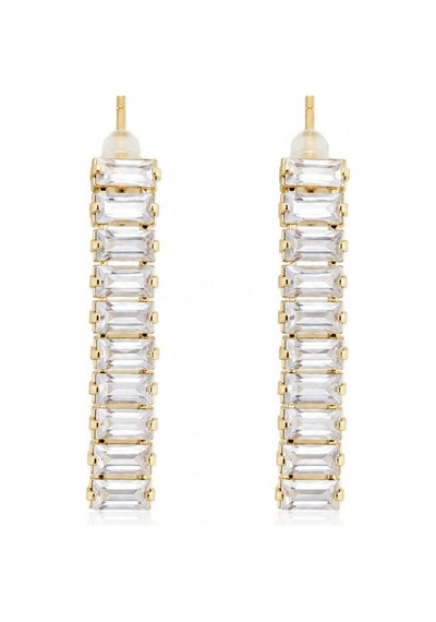 Cm Jewelry Su Yolu Zirkon Taşlı Gold Çelik Küpe Altın