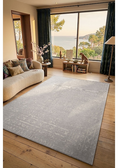 Mikasa Mks01g Gri Dekoratif Şönil Kilim İskandinav Desen Yıkanabilir Yumuşak Kaymaz Taban Halı