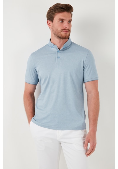 Buratti Pamuklu Slim Fit Erkek Polo Yaka T Shirt 646R1000 Açık Mavi-Beyaz