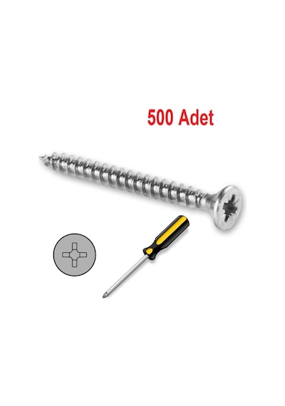 Meridyen Sunta Vidası 3 5x50mm 500 Adet