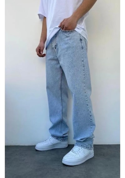 Vikingsjeans Erkek Buz Mavi Baggy Jeans Açık Mavi