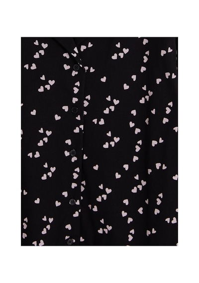 Lcw Dream Siyah Gömlek Yaka Kalp Baskılı Hamile Pijama Takımı