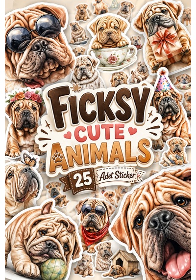 Shar Pei Köpek Sticker Seti - 25adet Etiket Çıkartma Diğer
