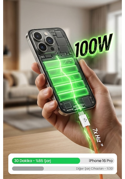 100w Destekli Usb-c To Usb-c Hızlı Şarj Ve Yüksek Hızlı Veri Aktarım Kablosu 1 Metre 100cm