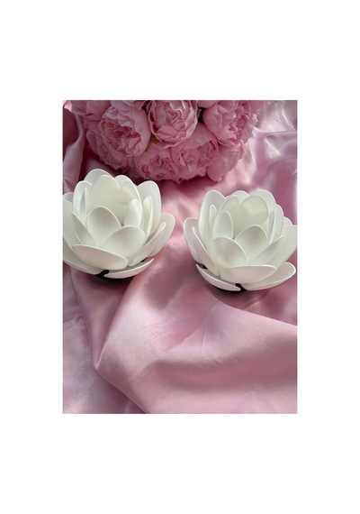 Anneler Günü Hediyesi 2 Li Lotus Led Mum Dekoratif Gece Lambası & Huzur Işığı Beyaz