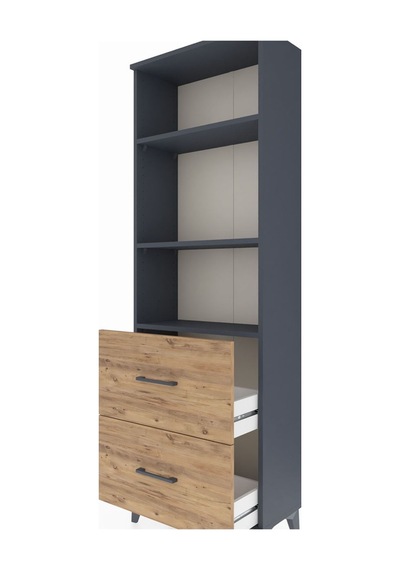 Arges Dolap 3 Raflı 2 Çekmeceli 60x30x182 Antrasit-çam Antrasit