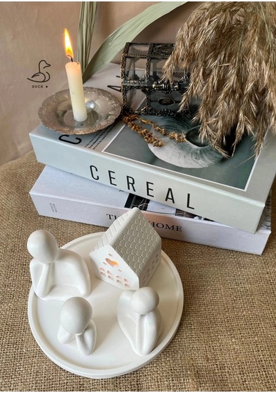 Üçlü Aile Minik Ev Dekoratif Set