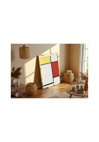 Mondrian Kompozisyon No. Iı Sarı, Kırmızı Ve Mavi Çerçevesiz Poster 30x42 Cm A3 Tablo Modern Sanat