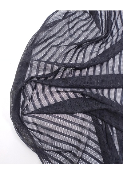 Siyah Kendinden Desenli Yumuşak File Tül Kumaş Bluzluk & Elbiselik 80x450cm-12837