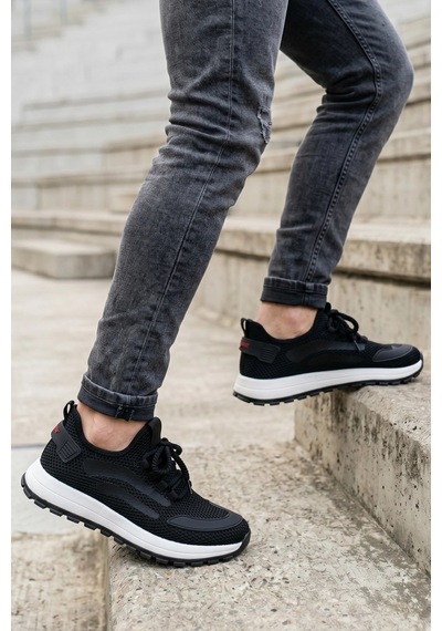 In Step Stratomesh Siyah Kalın Tabanlı Erkek Spor Ayakkabı Rahat Günlük Sneaker