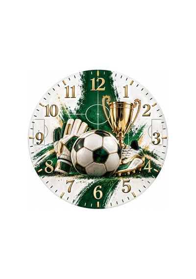 Futbol Temalı Duvar Saati 45 Cm Futbolcu Futbol Sahası Spor Kulübü Uv Baskı Sessiz Akar Mekanizma 945