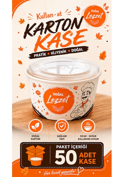 50 Adet Kapaklı Karton Kase Çorba Salata Aşure Yemek Kasesi Piknik Tabağı 14 Oz Karton Kase Isıya Dayanıklı Parti Organizasyon Kasesi Beyaz