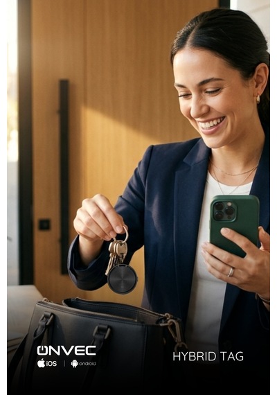 Onvec Hybrid Smart Tag Apple Uyumlu iOS Android Akıllı Eşya Bulucu Takip Cihazı