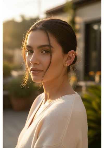 14 Ayar Altın Piercing Tragus Küpe 25114-t017