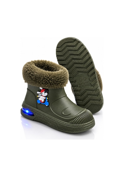 Muggo Muppy Işıklı Kürk Detaylı Unisex Çocuk Günlük Yağmur Ve Kar Botu Haki