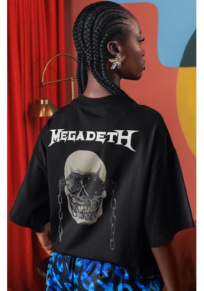 Megadeth Rock Metal Müzik Grubu Sırt Baskılı Unisex Oversize Tişö Siyah