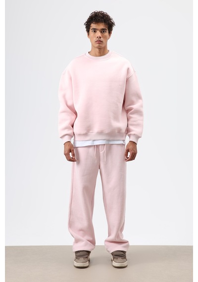 Vamos Basic Oversize Yıkamalı Sweatshirt Pembe