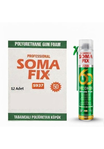 Somafix 12 Adet 750 Ml - 880 Gr 60 Saniye Poliüretan Yapıştırma Köpüğü 2 Li Kullanım