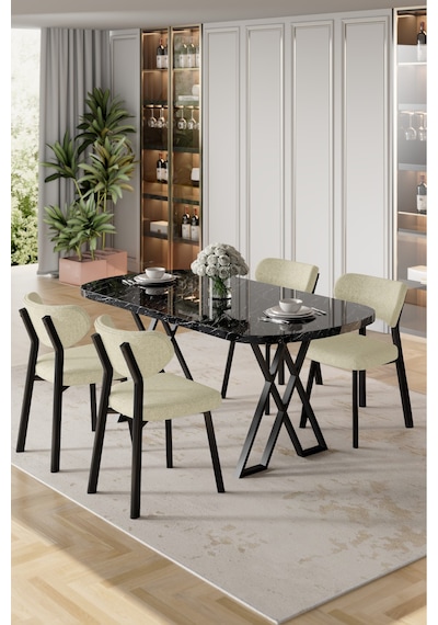 Canisa Axton Serisi Sabit Mdf 90x168 Siyah Mermer Desen Mutfak Masa Takımı 4 Krem Sandalye Krem Sandalye Siyah Mermer Desen Masa Canisa Axton Serisi Sabit Mdf 90x168 Siyah Mermer Desen Mutfak Masa Takımı 4 Krem Sandalye Krem Sandalye Siyah Mermer Desen Masa