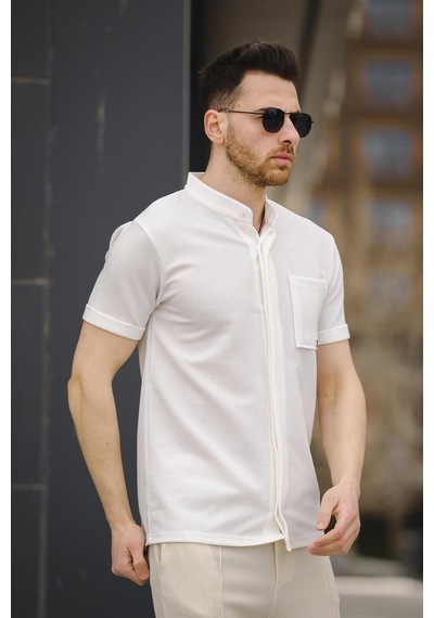 Oksit Erkek Slim Fit Kısa Kol Hakim Yaka Erkek Gömlek 001