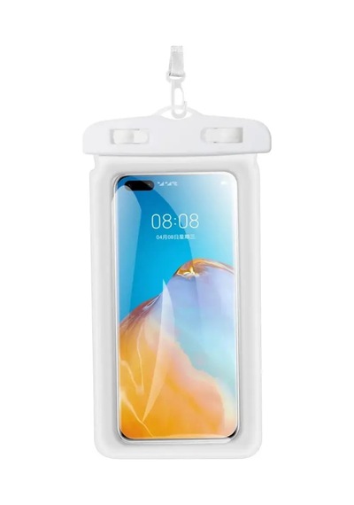 Spelt Su Geçirmez Hava Yastıklı Askılı Telefon Koruma Deniz Havuz Banyo Dokunmatik Kılıf Beyaz Siyah